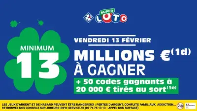 Super Loto : 13 millions d'euros minimum à gagner ce vendredi 13 avec 50 gagnants garantis