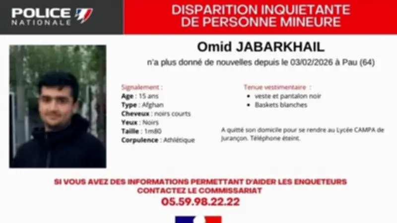 Disparition inquiétante d'Omid à Pau : une information judiciaire ouverte pour enlèvement