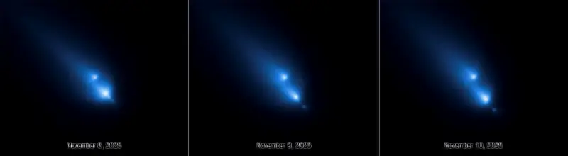Hubble capture la fragmentation d'une comète par hasard, une découverte scientifique majeure