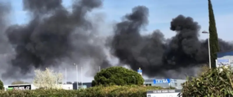 Incendie majeur à Fréjorgues : un panache de fumée noire visible près de Montpellier