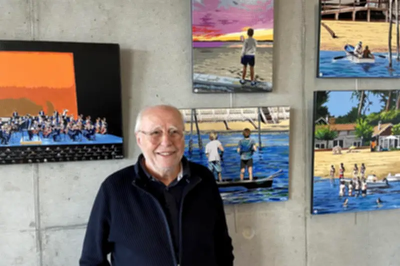 Jean-Claude Prinz expose ses toiles colorées sur les promeneurs du Bassin d'Arcachon