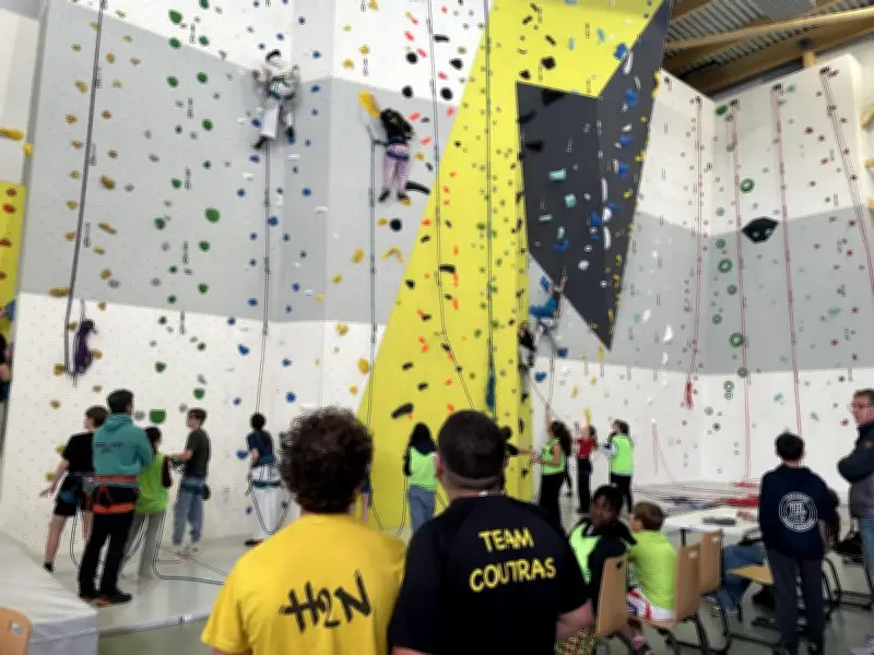 Un nouveau mur d'escalade de 11 mètres inauguré au collège Henri-de-Navarre lors des championnats UNSS