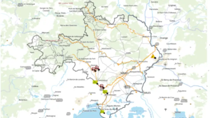 Vigilance jaune dans le Gard : cinq routes fermées et circulation difficile en raison des intempéries