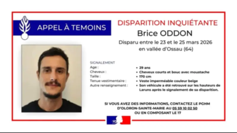 Disparition inquiétante d'un homme de 29 ans en vallée d'Ossau : appel à témoins