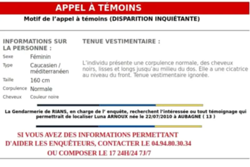 Disparition inquiétante d'une adolescente de 15 ans dans le Var : appel à témoins