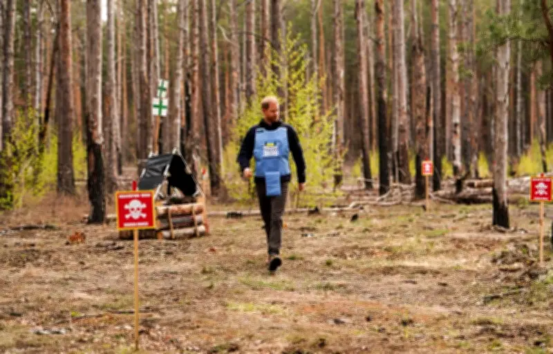 Prince Harry initié au déminage high-tech à Boutcha
