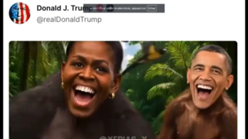 Trump partage une vidéo raciste des Obama représentés en singes