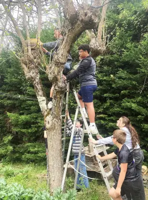 Des adolescents fabriquent des nichoirs pour la biodiversité à Miramont