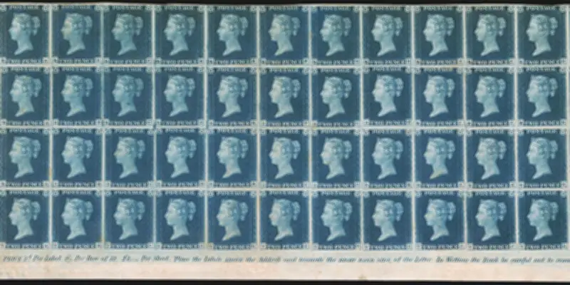 Bloc de 48 timbres Two Pence Blue estimé à plusieurs millions de dollars
