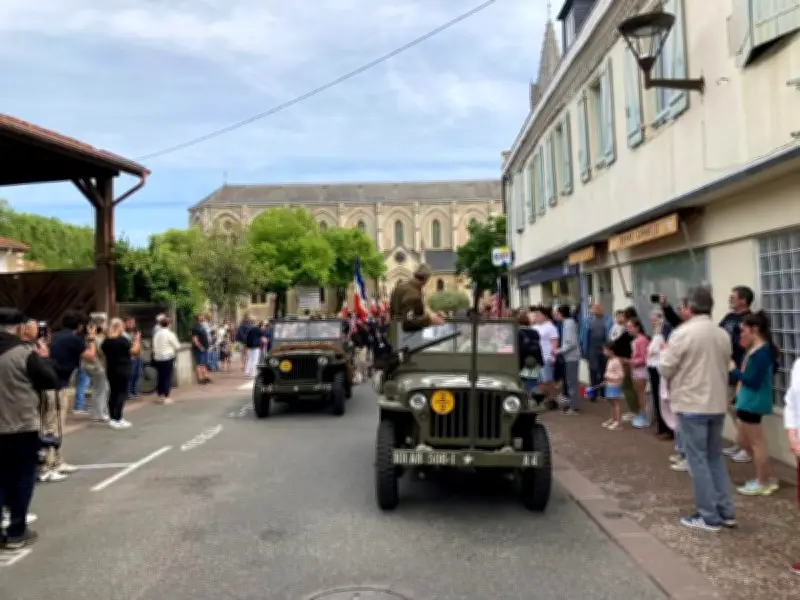Commémoration du 8 mai 2026 à Soustons : Jeep et militaires d'époque