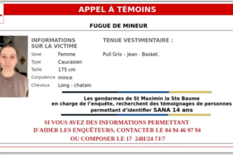 Disparition d'une adolescente de 14 ans dans le Var : appel à témoins