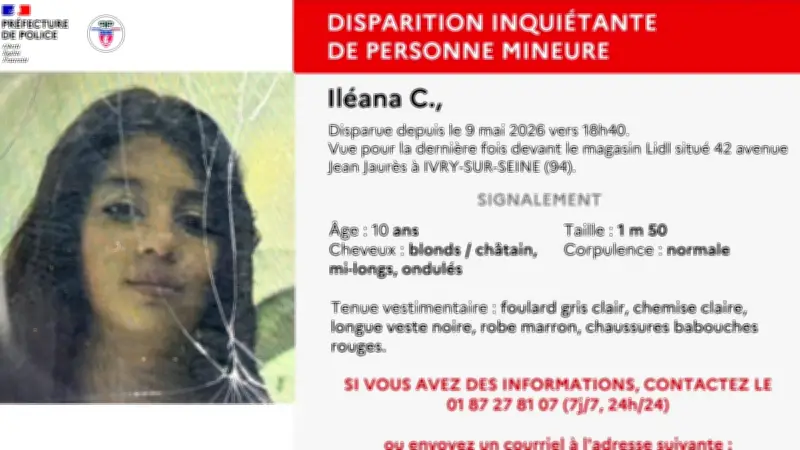 Disparition inquiétante d'Iléana, 10 ans : appel à témoins à Ivry-sur-Seine