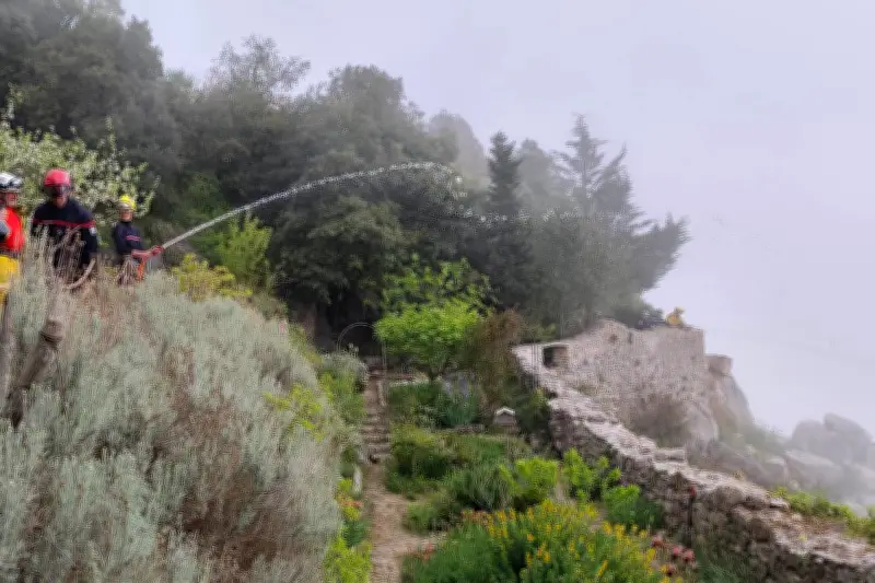 Entraînement des pompiers spécialisés contre les feux de forêt à Menton