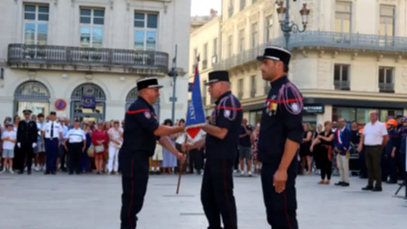 Jonathan Denat, nouveau chef des pompiers de Béziers, intronisé en grande pompe