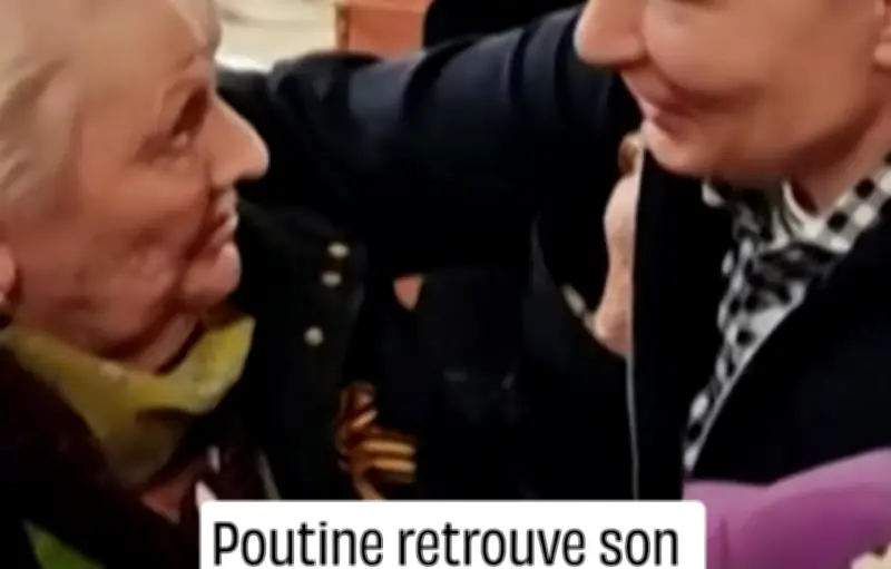 Poutine retrouve son ancienne institutrice lors des commémorations du 9 mai