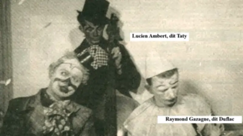 Trois clowns légendaires de Lozère : Beco, Taty et Duflac