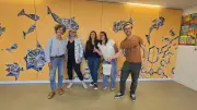 Fresque collective sur l'eau créée à l'école maternelle de Combas