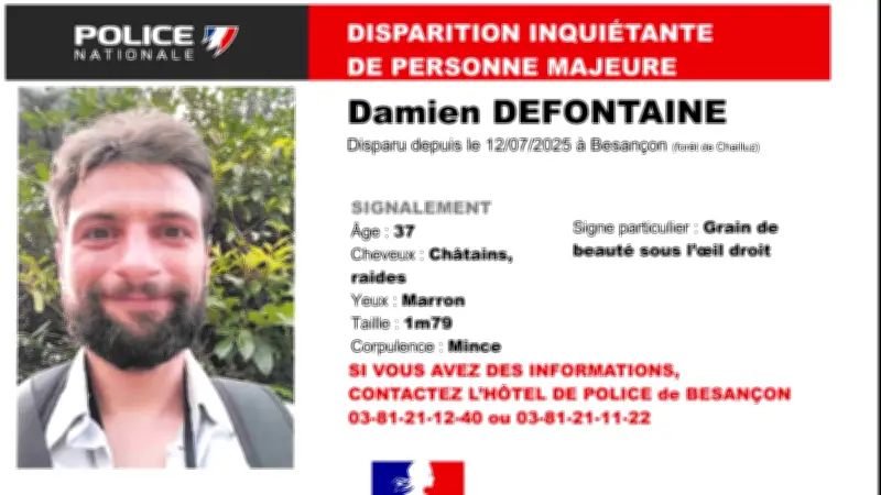 Damien, 37 ans, disparu depuis 5 jours dans une forêt du Doubs