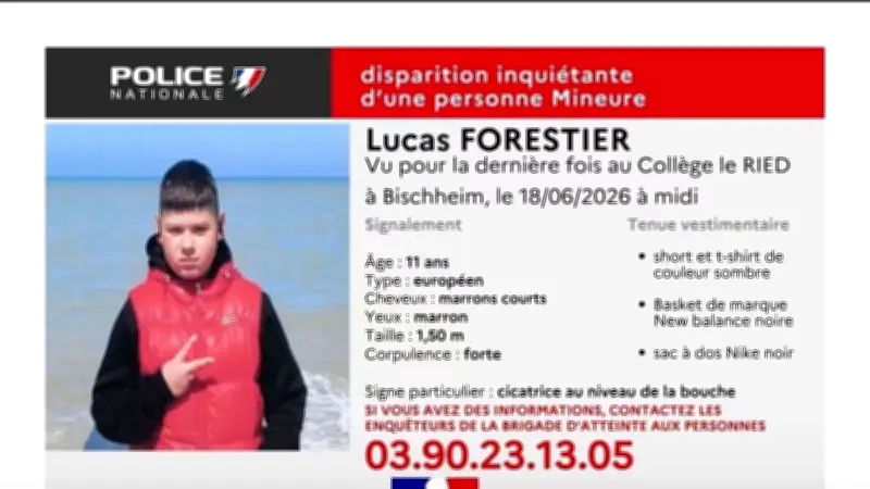 Disparition inquiétante de Lucas, 11 ans, dans le Bas-Rhin : appel à témoins