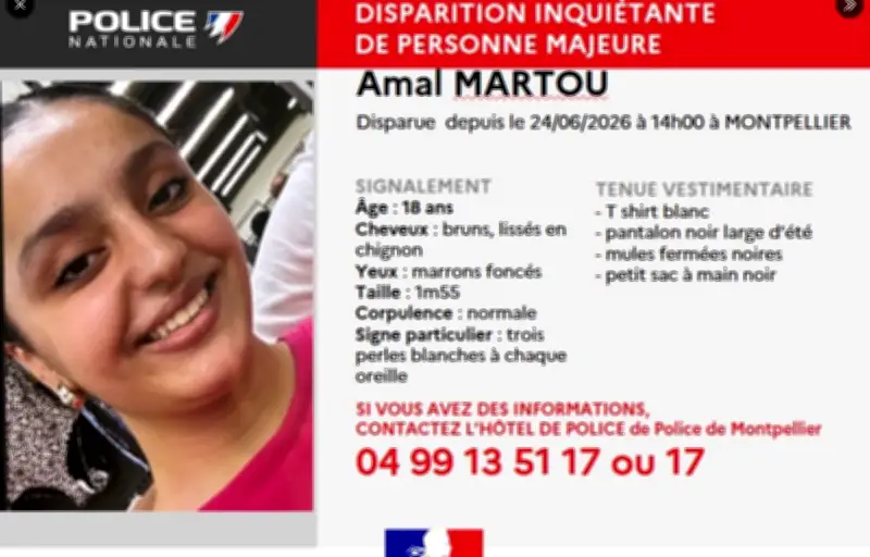 Disparition inquiétante d'une jeune femme de 18 ans à Montpellier