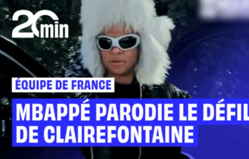 Mbappé en fourrure rose et perruque pour parodier le défilé de Clairefontaine