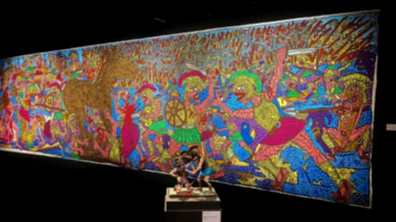 Robert Combas expose sa fresque monumentale sur la guerre de Troie au Pont du Gard