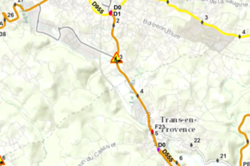Travaux nocturnes sur la RD1555 entre Draguignan et Trans-en-Provence