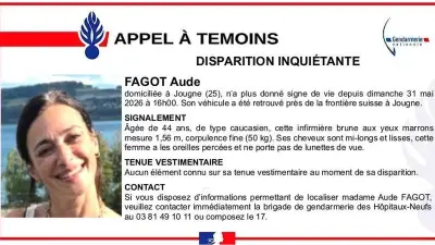 Disparition inquiétante dans le Doubs : appel à témoins pour retrouver une infirmière de 44 ans