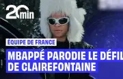 Mbappé en fourrure rose et perruque pour parodier le défilé de Clairefontaine