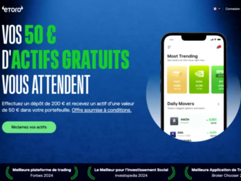 Etoro : déposez 200 € et recevez 50 € d'actifs gratuits