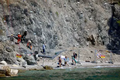 Plage de l'anse Méjean à Toulon rouverte avant l'heure après confortement de la falaise